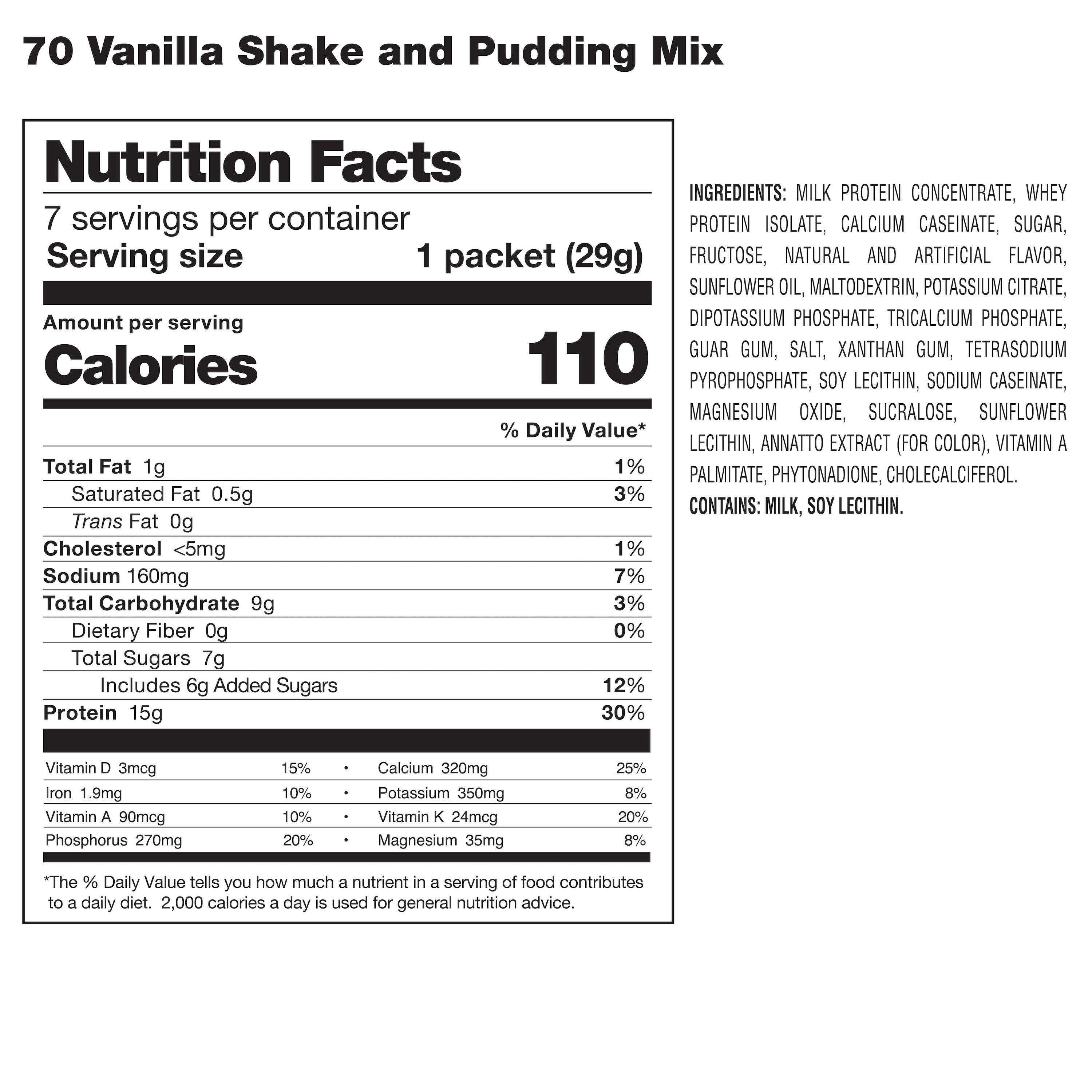 70 Plus Vanilla Shake & Pudding Mix – HMR