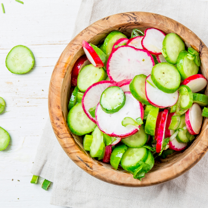 Cucumber salad is supported by Phase 2 of the HMR weight loss program